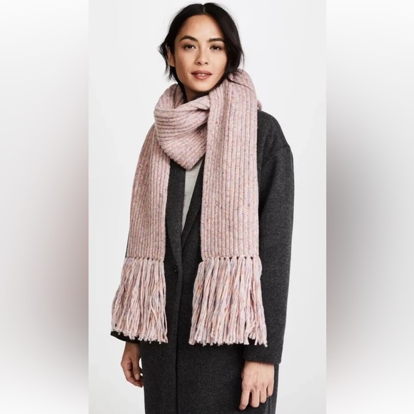 New Rag & Bone Devin Wool Scarf In Pink Multi Colored knitted Confetti - Picture 2 of 8